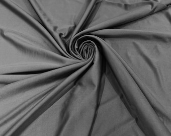 Gray Shiny Spandex Fabric 58" Wide| 4-Way Stretch Nylon, Swim & Costume.