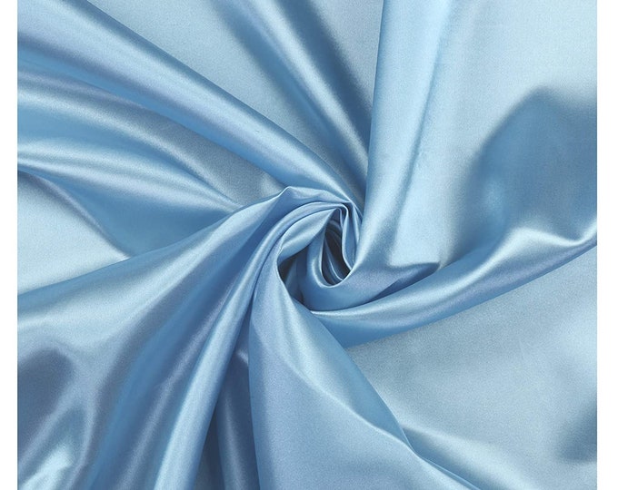 Light Blue Charmeuse Bridal Solid Satin Fabric for Wedding Dress Fashion Crafts Costumes Decorations Silky Satin 58” Wide Sold By The Yard.