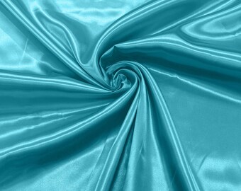 Aqua Blue - Shiny Charmeuse Satin Fabric for Wedding Dress/Crafts Costumes/58” Wide /Silky Satin