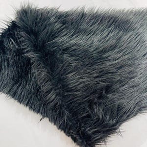 Black Long Pile Soft Faux Fur Fabric for Fur suit, Cosplay Costume, Photo Prop, Trim, Throw Pillow, Crafts.
