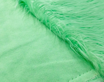 Long Pile Fur Fabric in Mint Green, 58" Wide Cosplay Costume Material