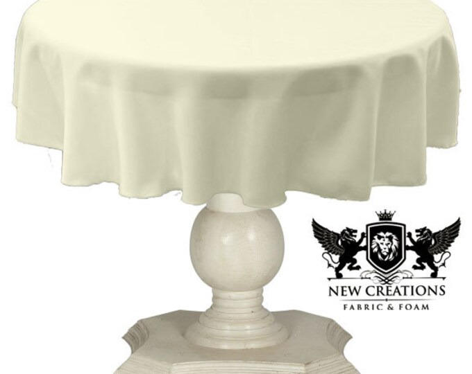 Ivory Tablecloth Solid Dull Bridal Satin Overlay for Small Coffee Table Seamless.