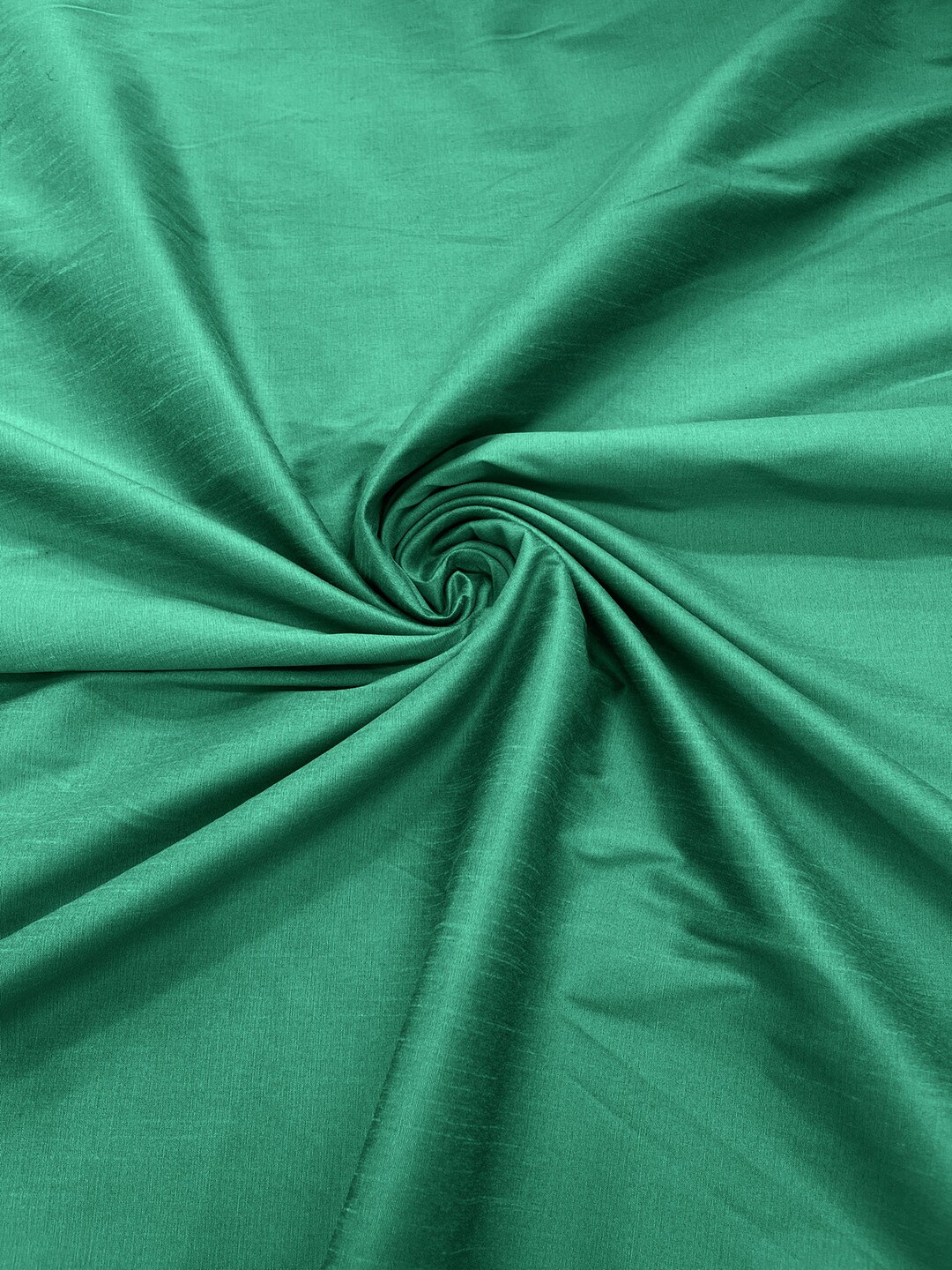 thumbnail interactive-video image 1 of Aruba Blue Faux Dupioni Silk Fabric - Solid Double-Sided Drapery & Wedding Decor 1 of 4