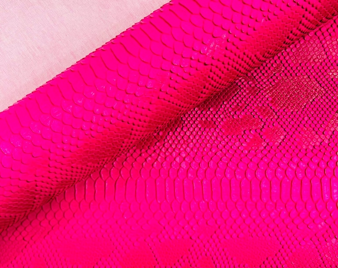 Hot Pink Viper Snake Skin Texture Faux Leather Fabric| 54" Wide| Upholstery| Bags.