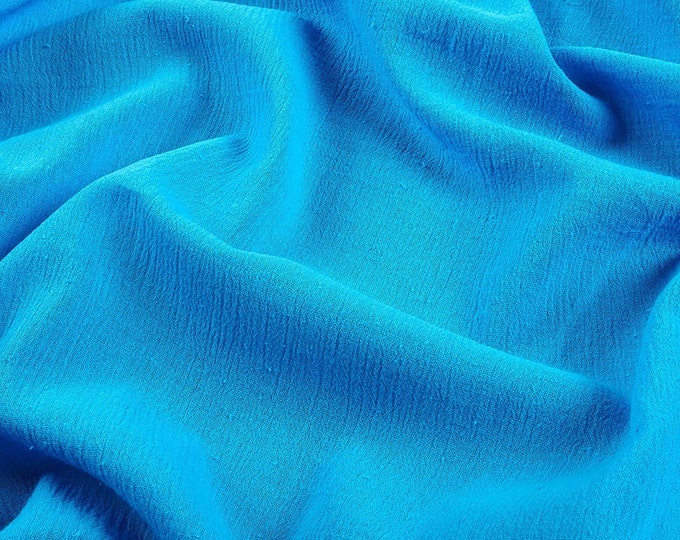 Turquoise Cotton Gauze Fabric 100% Cotton 48/50" inches Wide Crinkled Lightweight Sold by The Yard.