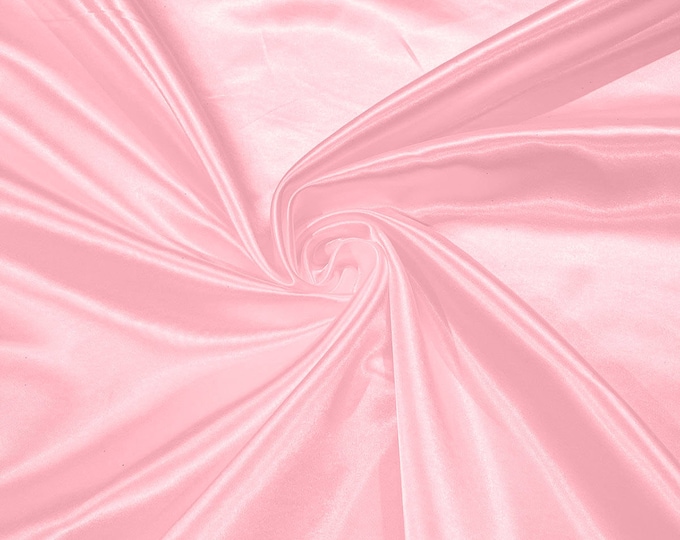 Pink Heavy Shiny Bridal Satin Fabric for Wedding Dress, 60" inches wide sold by The Yard. New Colors