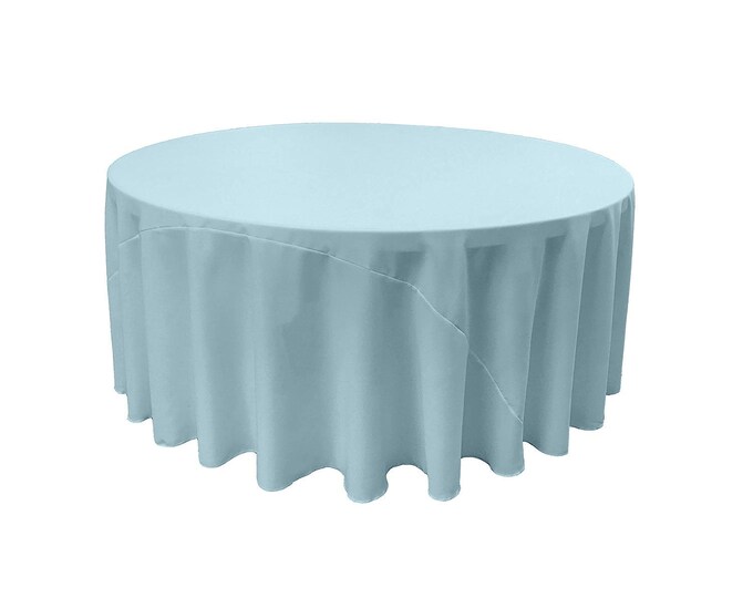Baby Blue - Solid Round Polyester Poplin Tablecloth With Seamless.