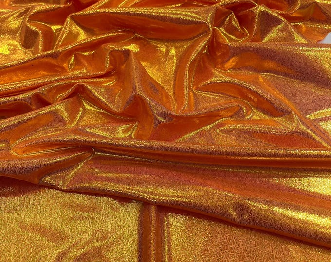 Orange Foggy Foil All Over Foil Metallic Nylon Spandex 4 Way Stretch/58" Wide