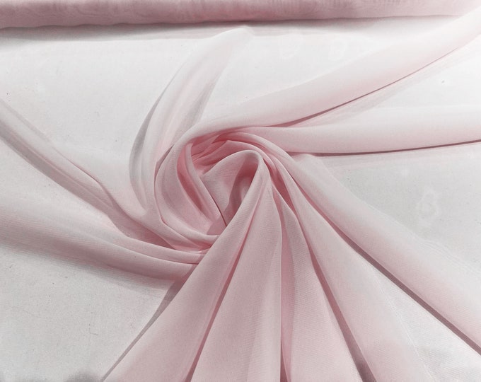 Pink 5 Yards 60" Wide Sheer Fabric Chiffon Fabric by The Yard Continuous Solid Color Draping Fabric for Wedding Party Easter Backdrop