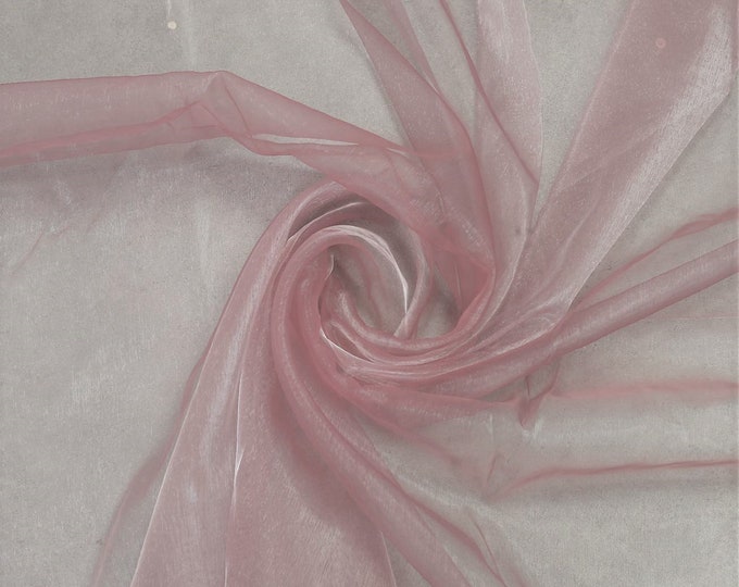 Dusty Rose 58/60" Wide 100% Polyester Soft Light Weight, Sheer, See Through Crystal Organza Fabric Sold By The Yard.