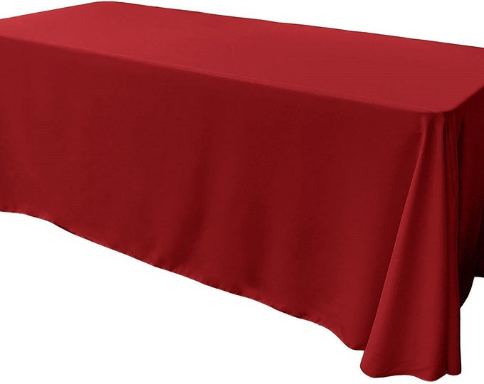 Red - Rectangular Polyester Poplin Tablecloth Floor Length / Party supply