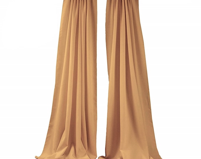 Gold 2 Panels Backdrop Drape, All Sizes Available in Polyester Poplin, Party Supplies Curtains.