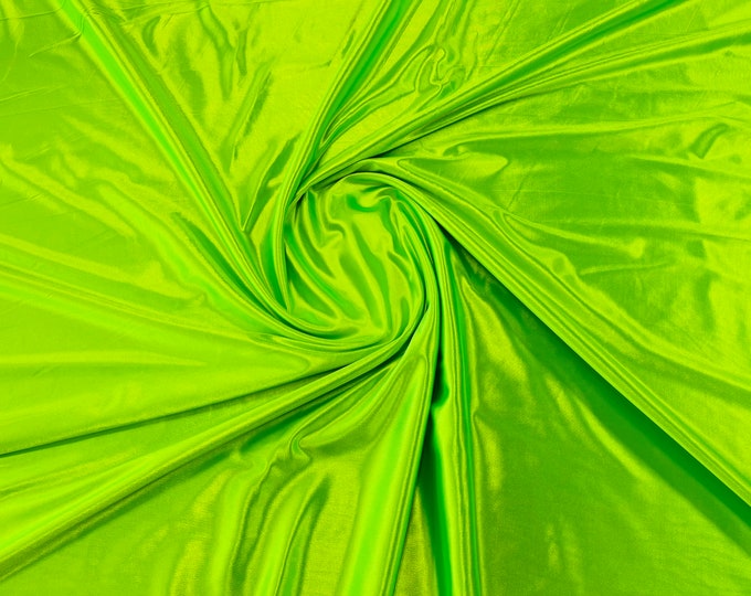 Neon Green Deluxe Shiny Polyester Spandex Fabric Stretch 58" Wide Sold by The Yard.