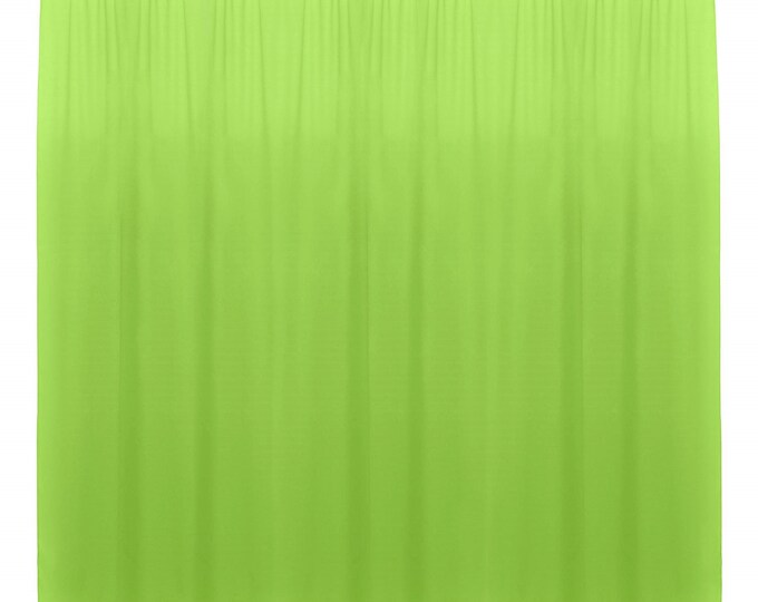 Lime Green SEAMLESS Backdrop Drape Panel, All Sizes Available in Polyester Poplin, Party Supplies Curtains.