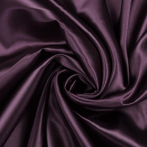 Eggplant Charmeuse Bridal Solid Satin Fabric for Wedding Dress Fashion Crafts Costumes Decorations Silky Satin 58” Wide Sold By The Yard.