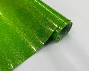 Lime Green 53/54" Wide Shiny Sparkle Glitter Vinyl, Faux Leather PVC-Upholstery Craft Fabric Sold by The Yard.