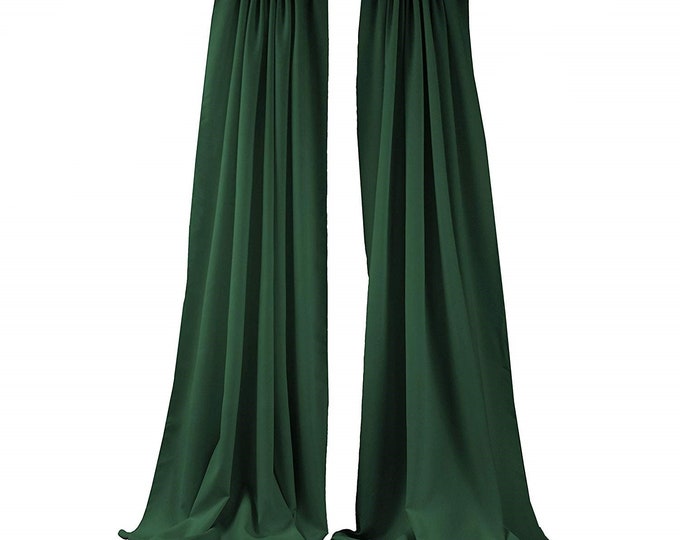 Hunter Green 2 Panels Backdrop Drape, All Sizes Available in Polyester Poplin, Party Supplies Curtains.