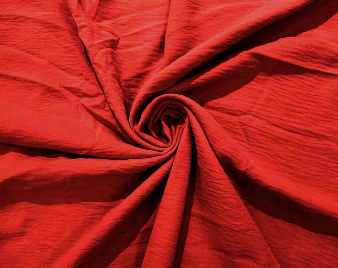 Red Air Flow Polyester Fabric for Dresses, 2 way stretch, Tops, Bottoms, Shawl, Scarf, Costumes, Crafts.