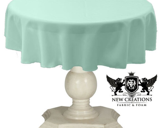 Ice Mint Tablecloth Solid Dull Bridal Satin Overlay for Small Coffee Table Seamless.