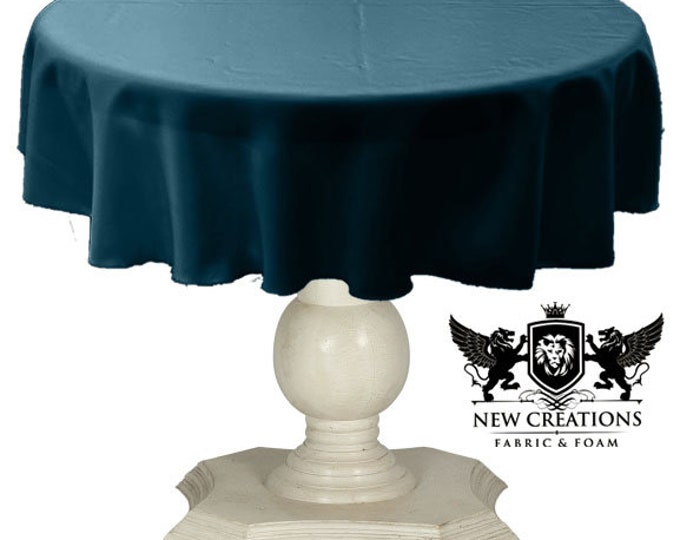 Dark Teal Tablecloth Solid Dull Bridal Satin Overlay for Small Coffee Table Seamless.