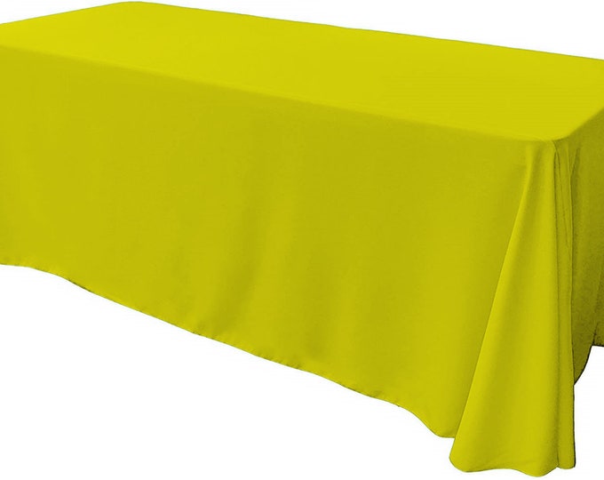 Neon Yellow - Rectangular Polyester Poplin Tablecloth Floor Length / Party supply