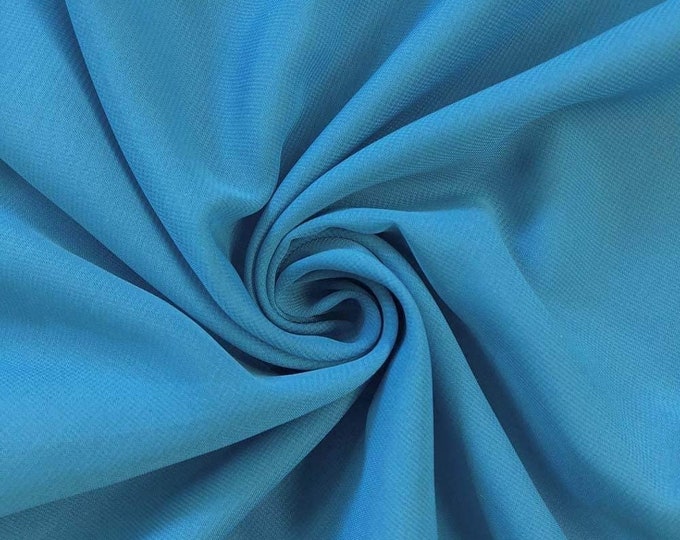 Turquoise 58/60" Wide 100% Polyester Soft Light Weight, Sheer, See Through Chiffon Fabric Sold By The Yard.
