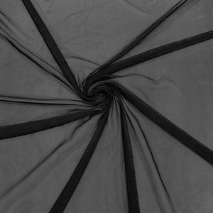 Tecido de malha elástica sólida de 58/60&quot; de largura preta, elastano/transparente transparente/vendido por jarda. Novas cores