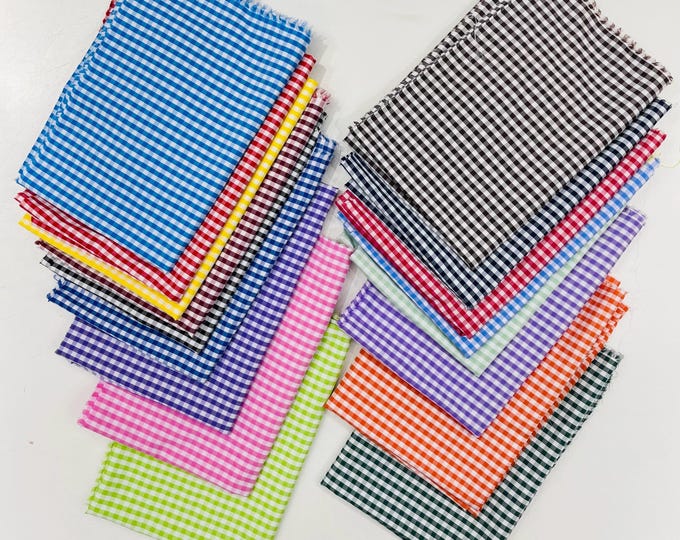 Gingham 1/4" Checkered Poly Cotton Fabric | 58" Wide Shirting Poplin for Quilting, Sewing, Crafts | Sold by the Yard