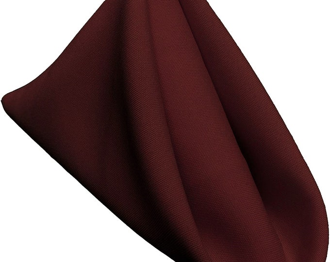 18 x 18 Inches Polyester Poplin Decorative Table Napkins, Party Supply - Pack of 12- Burgundy