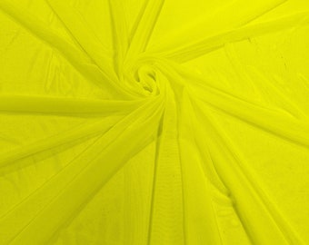 Neon Yellow Stretch Power Mesh Fabric: Sheer Spandex, 60" Wide, Sold By The Yard