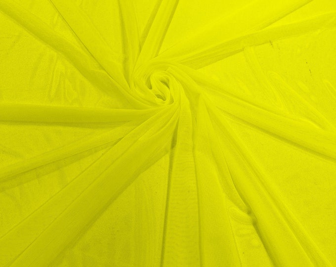 Neon Yellow 58/60" Wide Solid Stretch Power Mesh Fabric Spandex/ Sheer See-Though/Sold By The Yard. New Colors