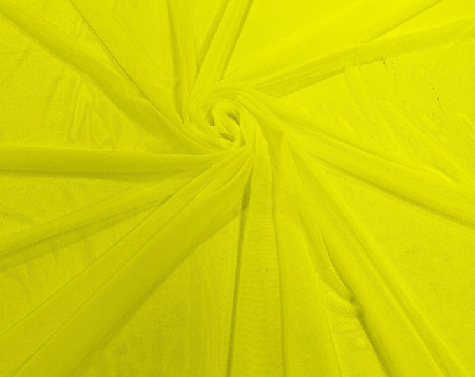 Neon Yellow 58/60" Wide Solid Stretch Power Mesh Fabric Spandex/ Sheer See-Though/Sold By The Yard. New Colors