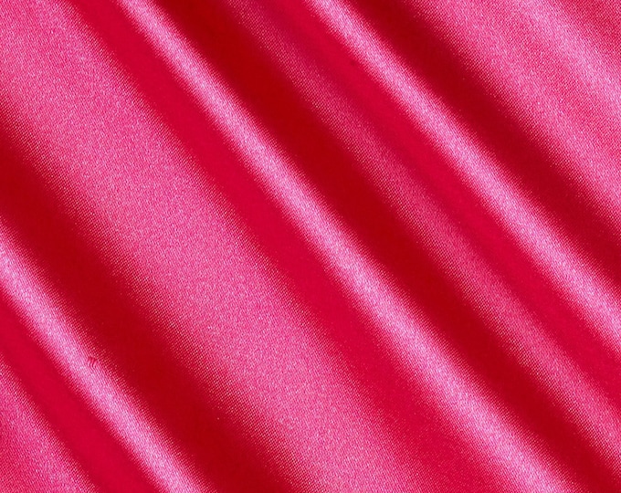 Hot Pink 58-59" Wide - 96 percent Polyester, 4% Spandex Light Weight Silky Stretch Charmeuse Satin Fabric by The Yard.