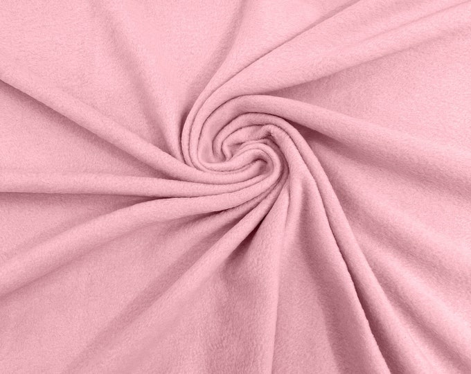 Pink Solid Polar Fleece Fabric Anti-Pill 58" Wide Sold by The Yard.