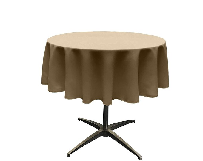 Taupe - Solid Round Polyester Poplin Tablecloth Seamless.