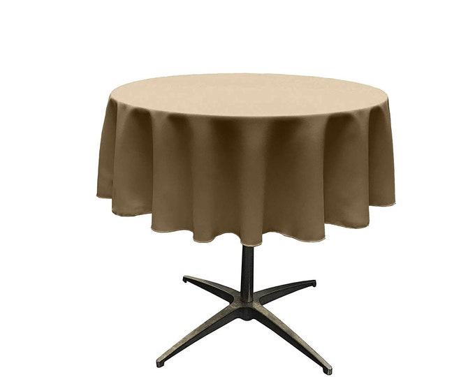 Taupe - Solid Round Polyester Poplin Tablecloth Seamless.