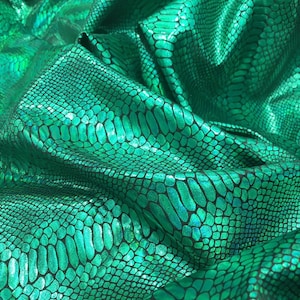 Iridescent Snake Skin Print on Nylon Two Way Stretch Spandex Fabric By The Yard