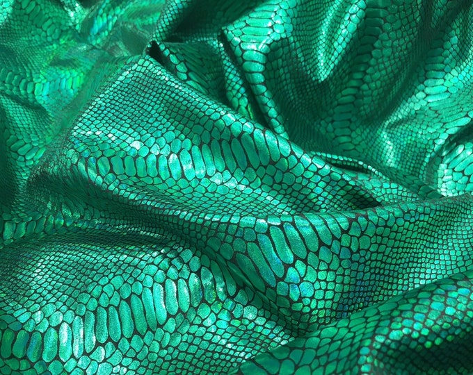 Iridescent Snake Skin Print on Nylon Two Way Stretch Spandex Fabric By The Yard