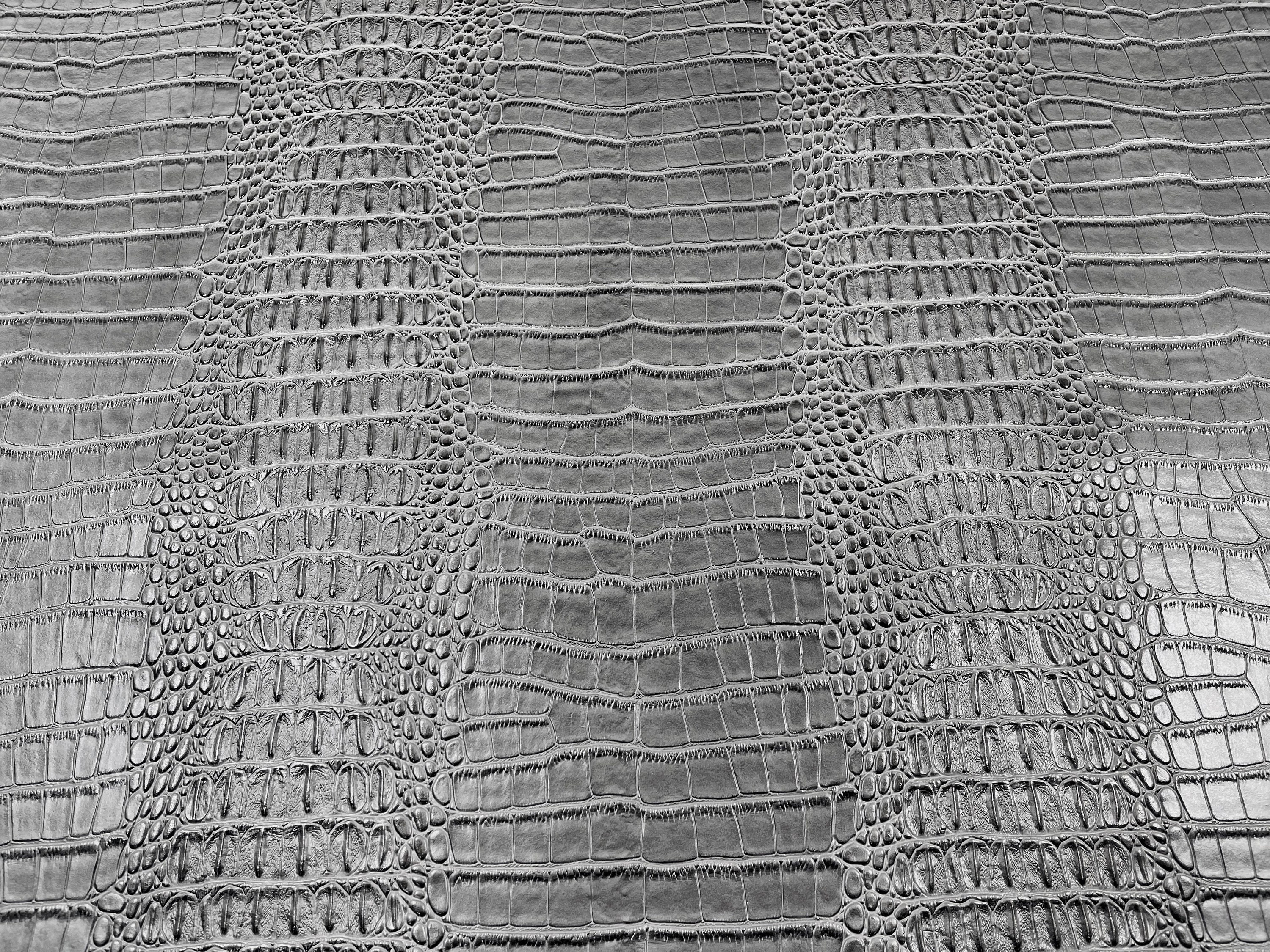 Black Big Nile Crocodile Skin Leather Vinyl Fabric - IceFabrics