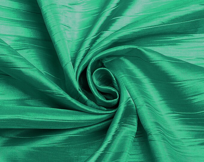 Aquamarine - Crushed Taffeta Fabric - 54" Width - Creased Clothing Decorations Crafts - Sold By The Yard