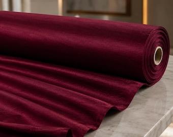 Burgundy Stretch Two Tone Taffeta Fabric by the Yard, 58” Wide Medium Weight Bridal Fabric for Wedding Gowns, Dresses & Formal Wear