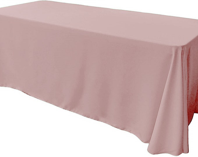 Blush Pink - Rectangular Polyester Poplin Tablecloth Floor Length / Party supply