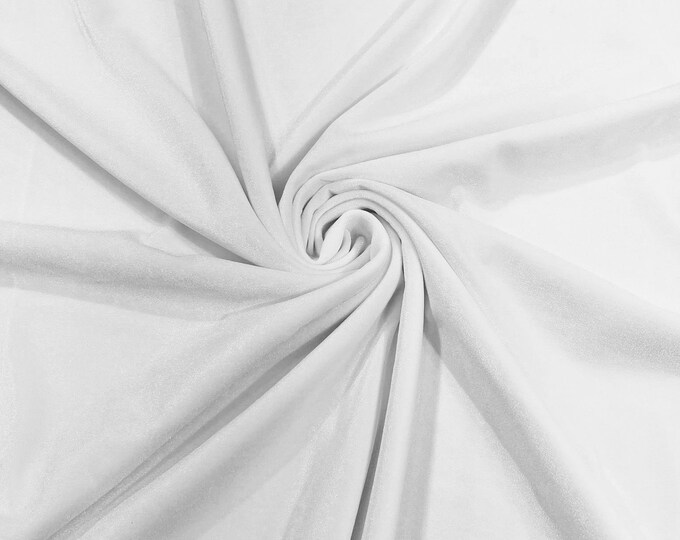 White 60" Wide 90% Polyester 10 percent  Spandex Stretch Velvet Fabric for Sewing Apparel Costumes Craft, Sold By The Yard.