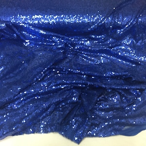 Royal blue mermaid fish scales-mini sequins embroider on a 2 way stretch mesh fabric-sold by the yard-