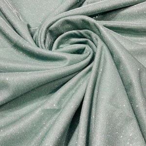Mint Green Stretch glitter shimmer 58” wide-Glimmer-Sparkling Fabric-Prom-Nightgown-Sold by the yard.