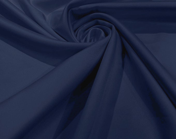 Light Navy Matte Stretch Lamour Satin Fabric 58" Wide/Sold By The Yard. New Colors