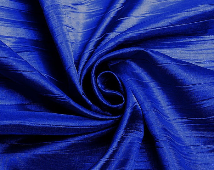 Royal Blue - Crushed Taffeta Fabric - 54" Width - Creased Clothing Decorations Crafts - Sold By The Yard