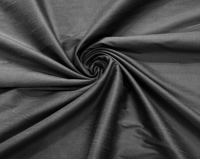 Gray Polyester Dupioni Faux Silk Fabric/ 55” Wide/Wedding Fabric/Home Decor.