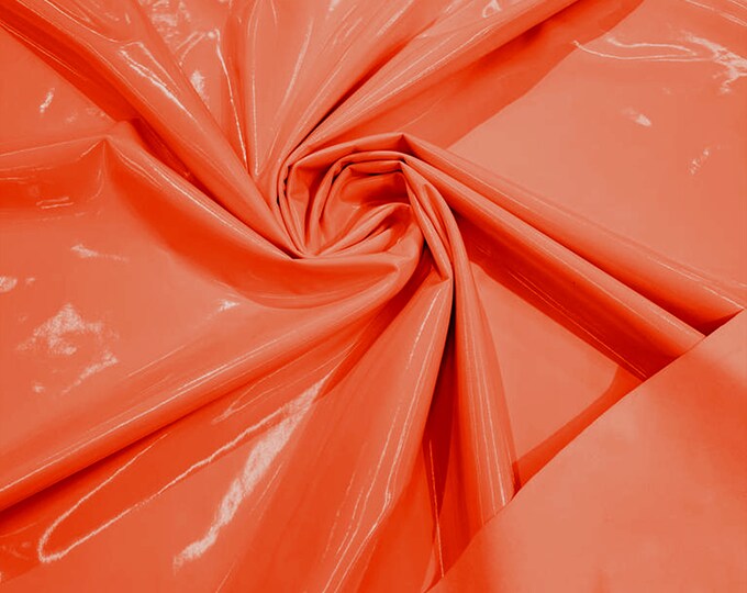 Spandex Shiny Vinyl Fabric (Latex Stretch) - Sold By The Yard - Orange