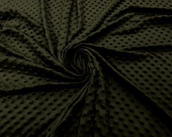 Olive Green Minky Dot Fabric| 58" Wide| Cosplay| Stuff Animals| Blankets.